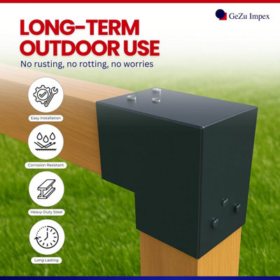 Heavy Duty Anthracite Grey Pergola L Shape Post Connector - 71 x 71 mm ...