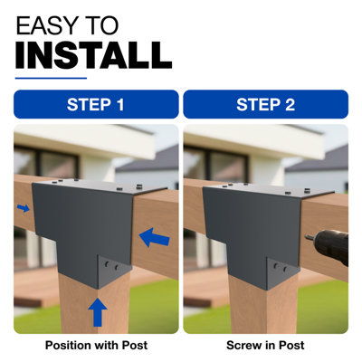 Heavy Duty Anthracite Grey Post Connector T Shape - Pergola 3 Beam Post ...