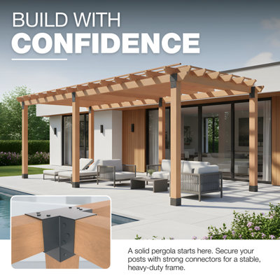 Heavy Duty Anthracite Grey Post Connector X Shape - Pergola 4 Way ...