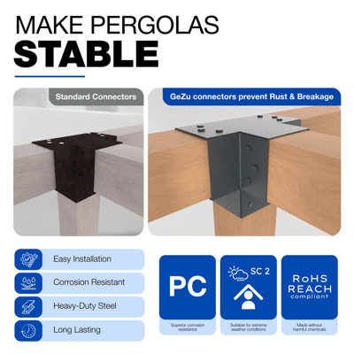 Heavy Duty Anthracite Grey Post Connector X Shape - Pergola 4 Way ...