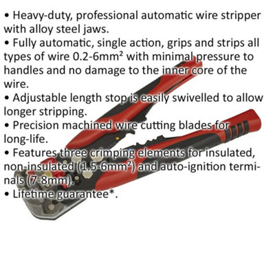 Heavy Duty Automatic Wire Stripping Tool - 0.2mm to 6mm Cables - Steel Jaws