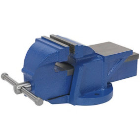 Heavy Duty Bench Mountable Fixed Base Vice - 100mm Jaw Opening - Cast Iron