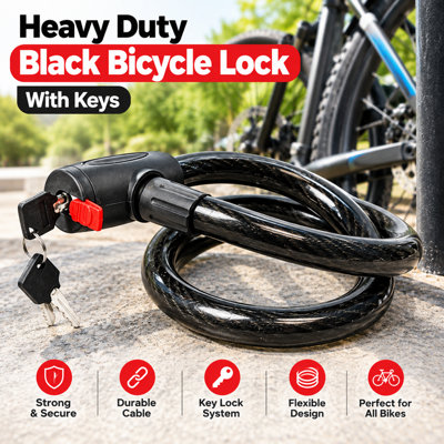 Heavy Duty Bike Lock Black with Keys Bicycle Security Lock Key Operated ...