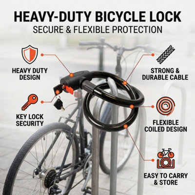 Heavy Duty Bike Lock Black with Keys Bicycle Security Lock Key Operated ...