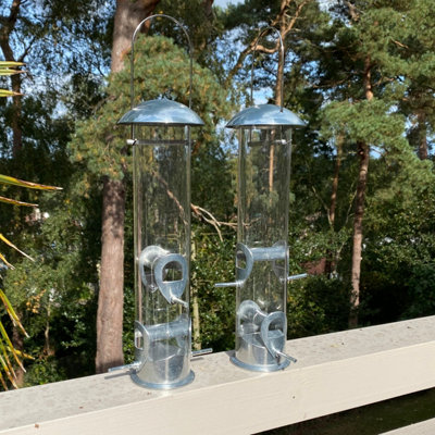 Heavy Duty Bird Seed Feeders with 4 Feeding Ports (Set of 2)