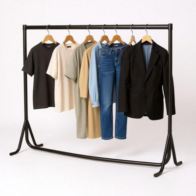 Heavy Duty Black Clothes Rails / Garment Fishtale Hanging Racks - 6FT