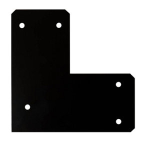 Heavy Duty Black Decorative PergolaCorner Bracket - Flat Angle Bracket - L Shaped Angle Flat Plate Angle Brace - 266x266x127mm