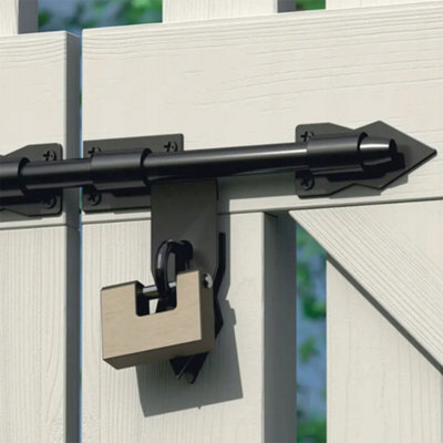 Heavy Duty Black Gate Slide Bolt Padbolt Latch Lock for Wooden & Metal ...