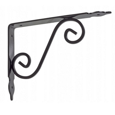 Heavy Duty Black Iron Decorative Shelf Bracket - Industrial Rustic Look ...