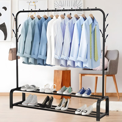 Heavy Duty Metal Clothes Rack – 4-Shelf Garment Organizer With Storage Shelves – 63"