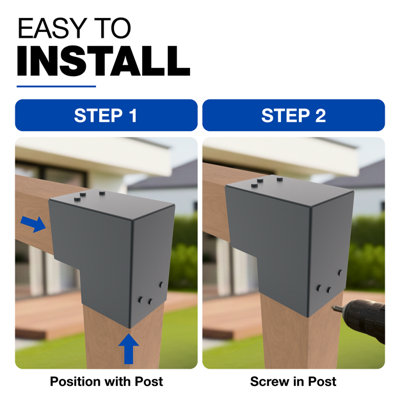 Heavy Duty Black Pergola L Shape Post Connector - 121 x 121 mm