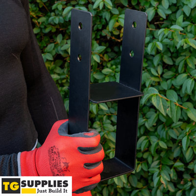 Heavy-Duty Black Powder Coated Pergola Concrete-In Post Support - Fence ...