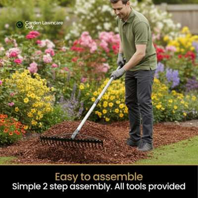 Heavy-Duty Bow Rake - Gardening Tool with 17 Tines, 160 cm Adjustable ...
