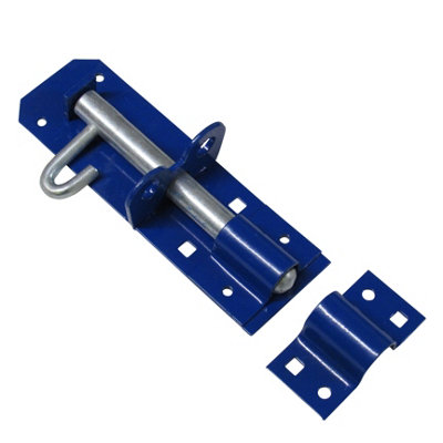 Heavy Duty Brenton Pad Bolt - 6" Blue (Sliding Gate Latch Lock Garage Door Security)