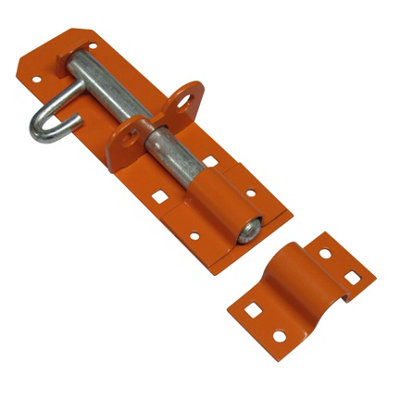 Heavy Duty Brenton Pad Bolt - 6" Orange (Sliding Gate Latch Lock Garage Door Security)