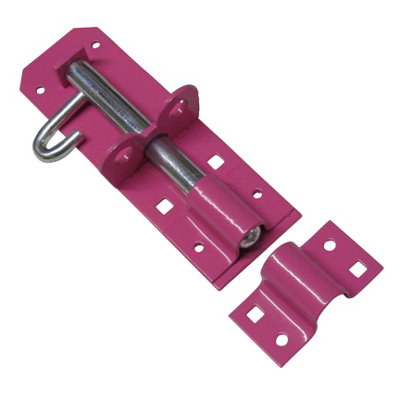 Heavy Duty Brenton Pad Bolt - 8" Pink (Sliding Gate Latch Lock Garage Door Security)