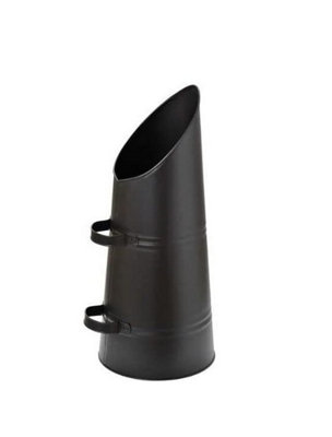 Heavy Duty Bucket Coal Ash Hod Scuttle High Quality for Indoor Fireplace Fire Side Dorset Metal Matte Black 23" - COAL03