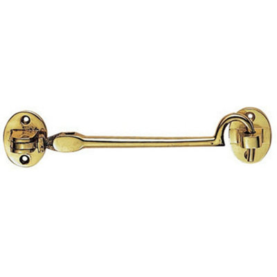 Heavy Duty Cabin Hook & Eye Polished Brass 254mm Arm Cabinet Hatch Lock
