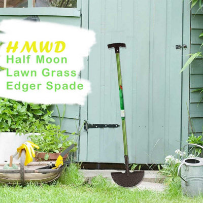 Heavy Duty Carbon Steel Half Moon Lawn Edger Steel Shaft - 22x93 cm - 5