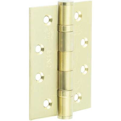 Heavy-Duty Certifire Stainless Steel Grade 13 Ball Bearing Hinges 102x76x3mm in Satin Brass Finish - 30/60 Fire Door Hinge