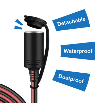 Heavy Duty Cigarette Lighter Extension Cord Pure Copper Wire Cable 12ft 15A