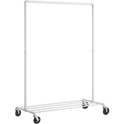 Heavy Duty Clothes Rack White Clothes Rail and Shelf on Wheels
