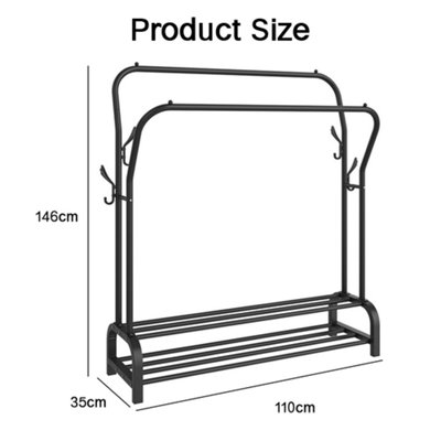 Heavy Duty Clothes Rail Black, Strong & Sturdy Metal Black Coat Hanger ...