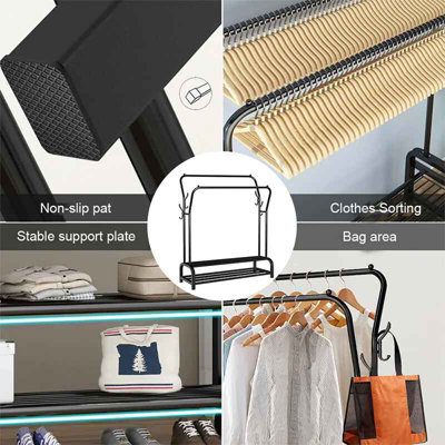 Heavy Duty Clothes Rail Black, Strong & Sturdy Metal Black Coat Hanger ...