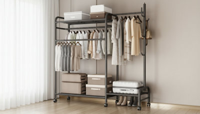 Heavy Duty Clothes Rail Garment Rack with Shelf