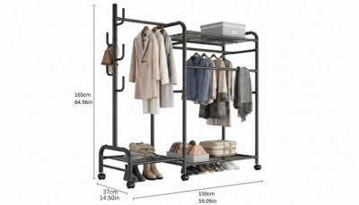 Heavy Duty Clothes Rail Garment Rack with Shelf