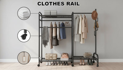 Heavy Duty Clothes Rail Garment Rack with Shelf