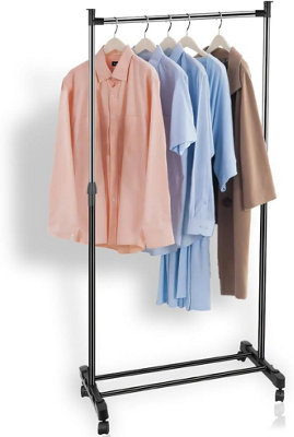 Heavy Duty Clothes Rail on Wheels, Portable & Adjustable Garment Rack for Hanging Clothes