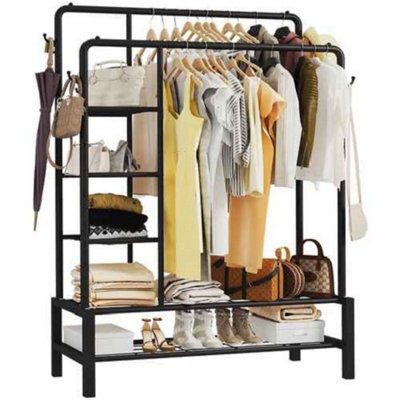 Heavy duty clothes rail, Sturdy steel frame with shelves and shoe rack