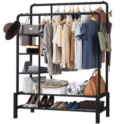Heavy duty clothes rail, Sturdy steel frame with shelves and shoe rack
