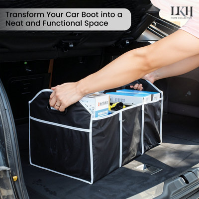 Heavy Duty Collapsible Car Boot Organiser With Cooler Compartment Tidy ...