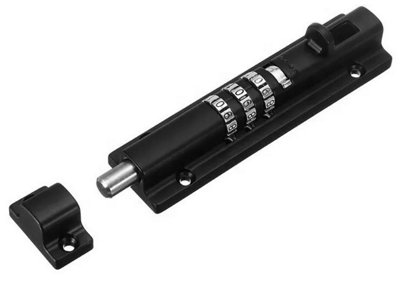 Heavy Duty Combination Sliding Bolt Lock Gate Shed Door Garage / Black