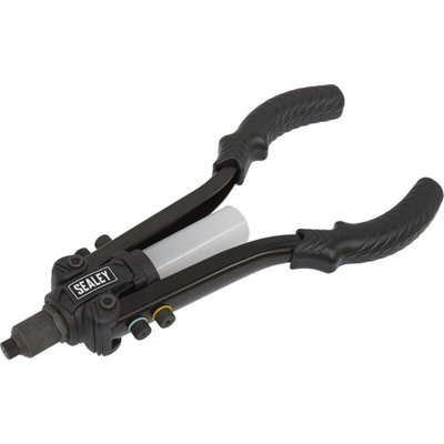 Heavy Duty Compact Riveter with Adjustable Nozzle and Collection Bowl