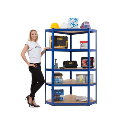 Heavy Duty Corner Steel Shelving Unit 1800mm H x 900mm / 840mm W x 300mm D - 275KG UDL