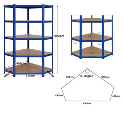 Heavy Duty Corner Steel Shelving Unit 1800mm H x 900mm W x 450mm D - 275KG UDL