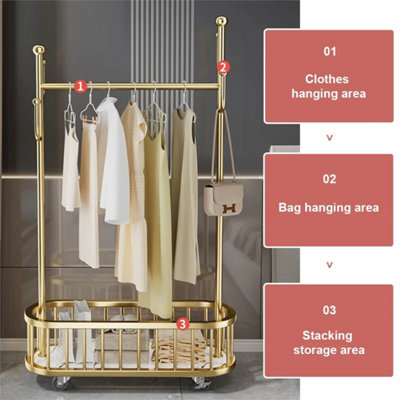 Heavy Duty Double Clothes Rail Hanging Rack Garment Display Stand ...