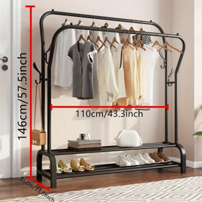 Heavy Duty Double Clothes Rail Hanging Rack Garment Display Stand ...