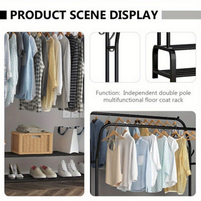 Heavy Duty Double Clothes Rail Hanging Rack Garment Display Stand ...