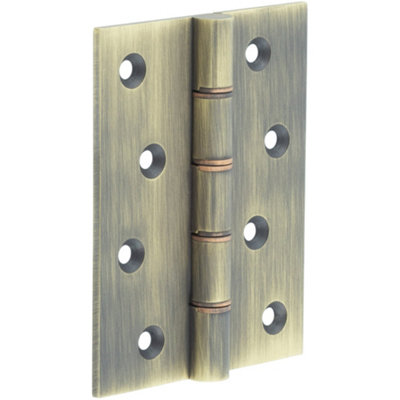 Heavy-Duty Double Phosphor Bronze Washered Hinge in Antique Brass - 102x76x3mm - Door Hinges