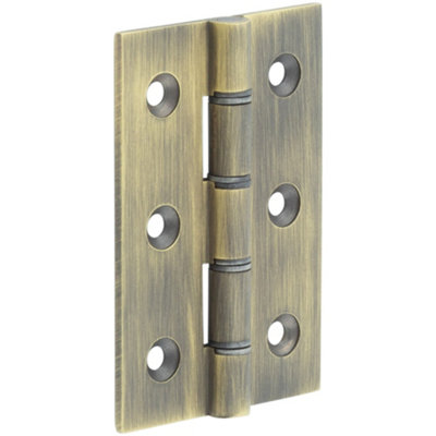 Heavy-Duty Double Phosphor Bronze Washered Hinge in Antique Brass - 76x50x2.5mm - Door Hinges