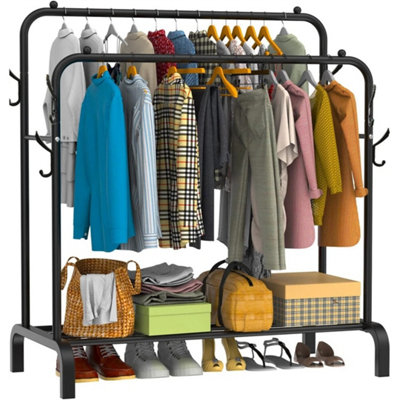 HEAVY DUTY DOUBLE RAIL METAL GARMENT CLOTHES RACK