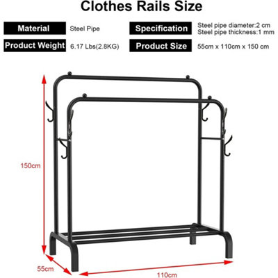 HEAVY DUTY DOUBLE RAIL METAL GARMENT CLOTHES RACK