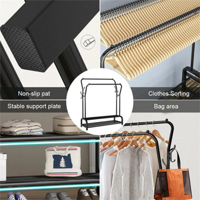 HEAVY DUTY DOUBLE RAIL METAL GARMENT CLOTHES RACK
