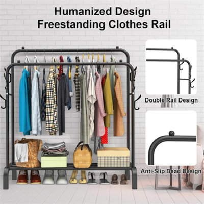 HEAVY DUTY DOUBLE RAIL METAL GARMENT CLOTHES RACK