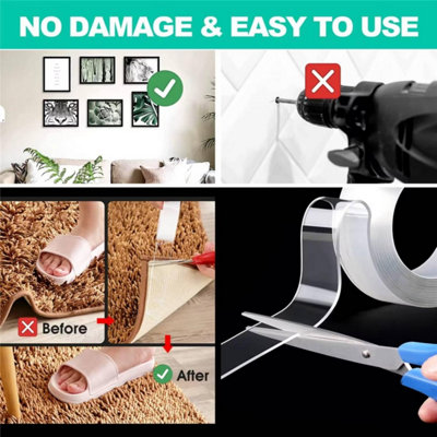 NANO Double Sided Tape – Strong, Clear, Washable & Removable, Trace Less, UK Seller