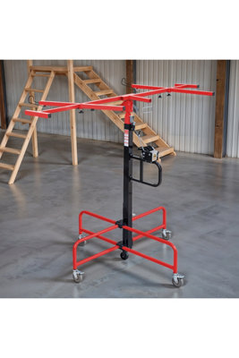 Heavy Duty Drywall Lifter Plasterboard Lift Panel Hoist with Wheels Red